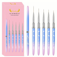 5Pcs Liner Nail Art Brushes For Acrylic Nails Liner Brushes For Nails With Neon Handles Mix Size 7mm 9mm 11mm 15mm 25mm Liner Nail Brushes Kit Thin De