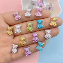30pcs Resin Bear Nail Art Charms 3D Colorful Mini Bear Nail Art Rhinestones For DIY Nail Art Decoration