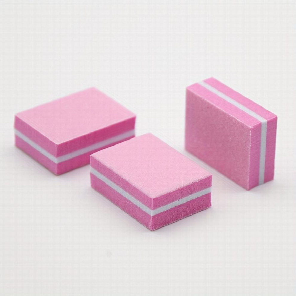 Pink/Purple 3Pcs Set Mini Small Sponge File Blocks And Nail Polishing And Rubbing Strip Sponge Small Rectangle Nail File
