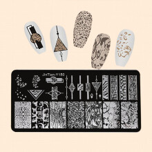 Leopard Skin Flower Nail Animal Stamp Plate Mixed Pattern Stripe Grid Clear Silicone Nail Stamper for Flower Printing and