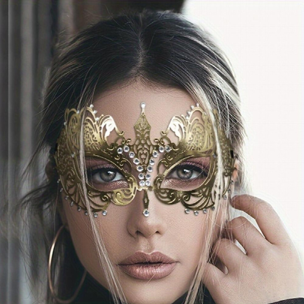 Christmas Masquerade Mask Golden Mental Half Face Decorative Props For Carnival Party Cosplay Costume-image-OPC-PC2HFZC-NEW
