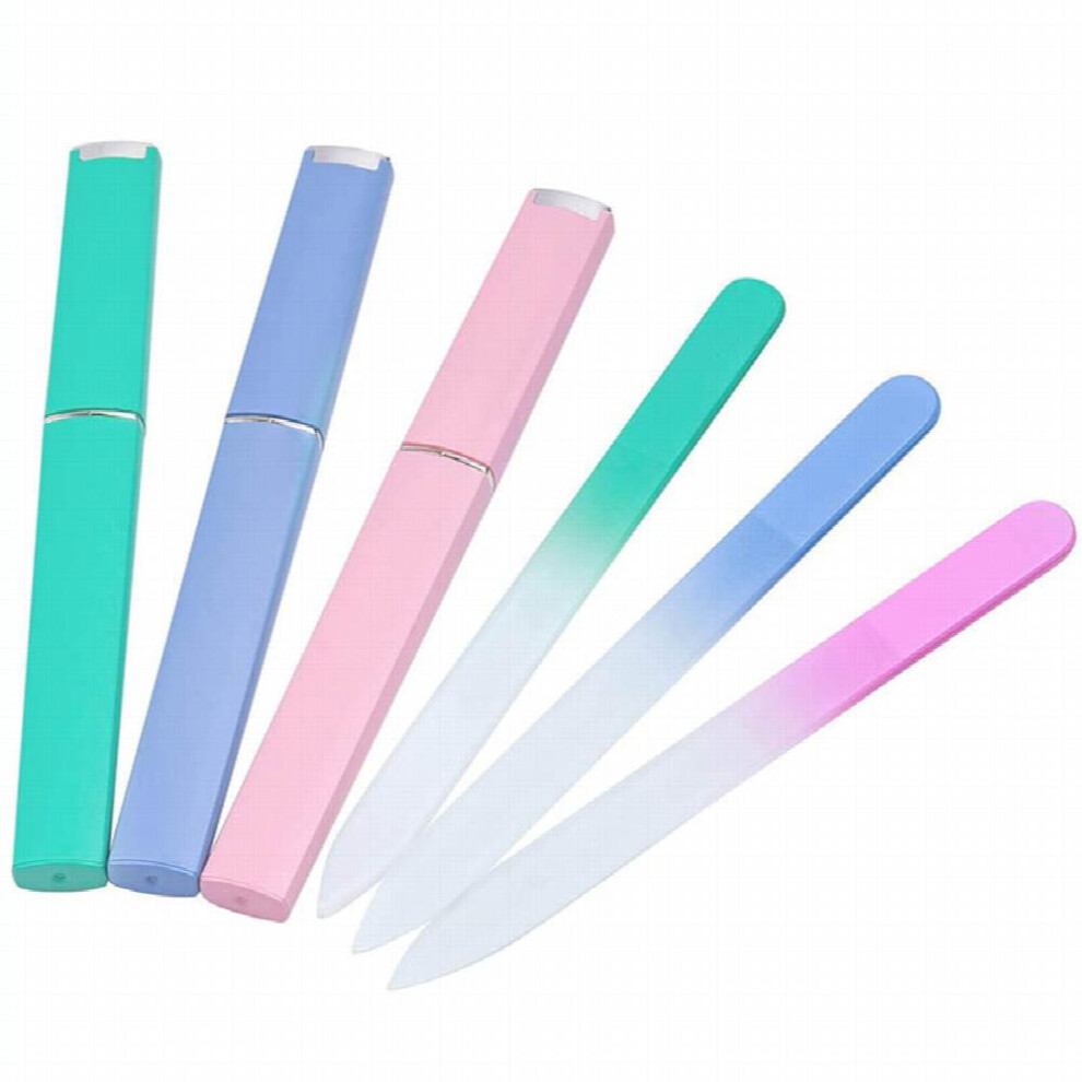 3pcs Professional Crystal Glass Nail File Kit with Double Sided Etching for Women Perfect for Manicure and Pedicure Care