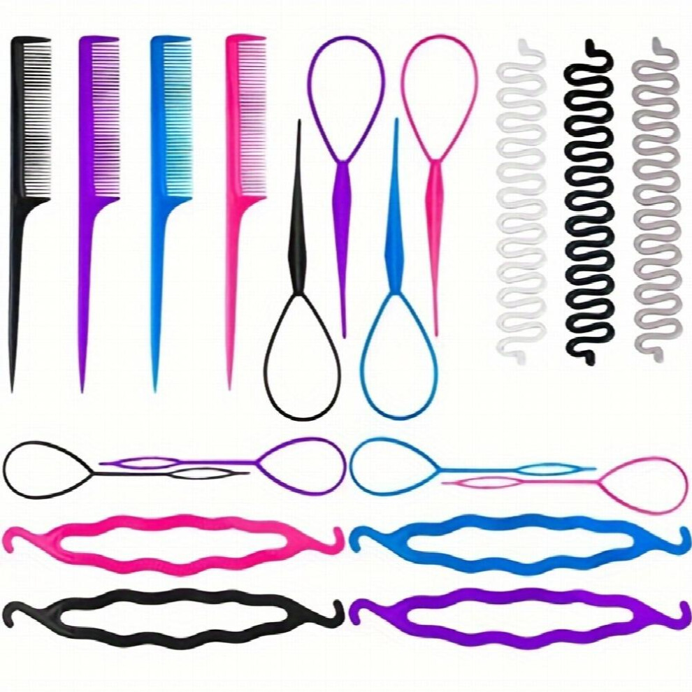 Unisex Multicoloured 19Pcs Hair Styling Accessories Styling Tools Hair Styler Hair Twister Hair Braider Hair Accessories For Women