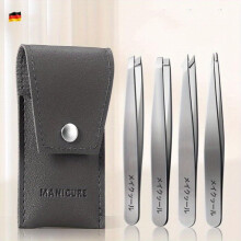 4Pcs Professional Tweezers With Portable Case Precision Stainless Steel Tweezers Set For Shaping Eyebrows Great Beauty Tools For Facial Hair Ingrown H