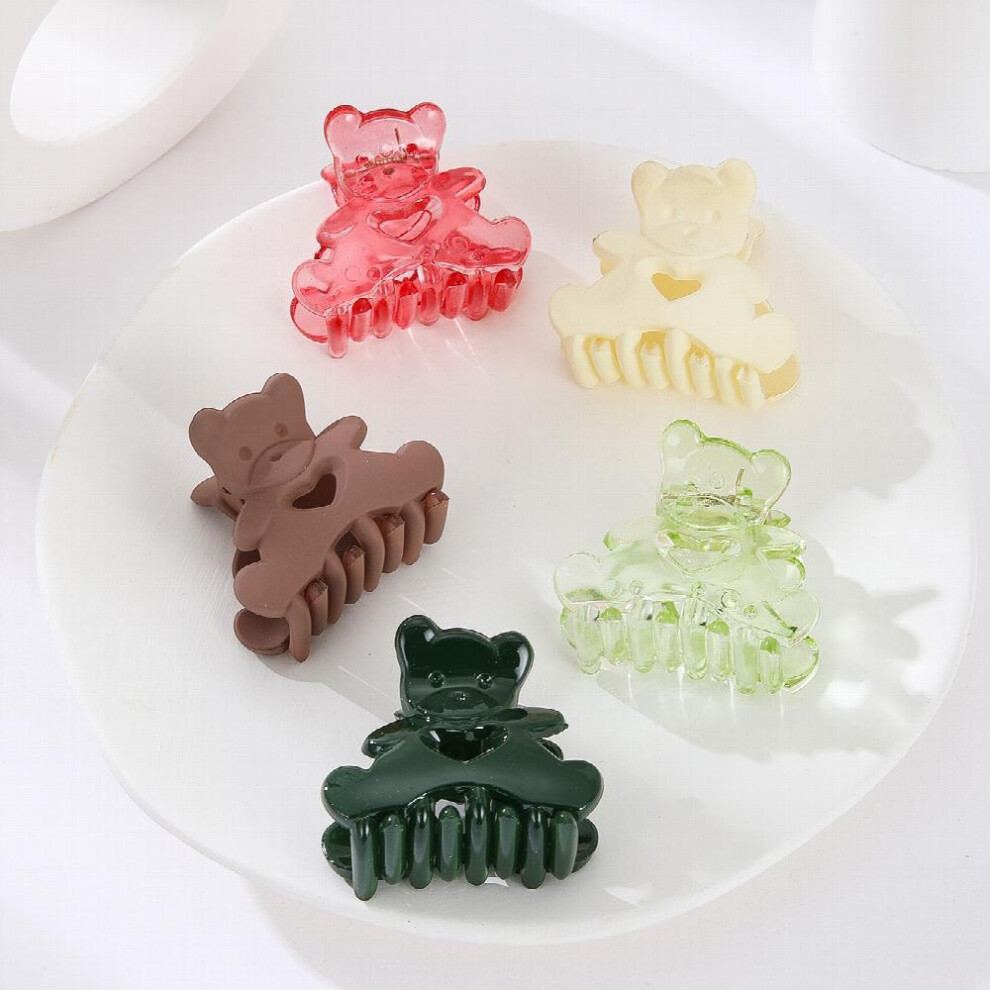5pcs Small Hair Claw Clip Mini Resin Jaw Clips Cartoon Bear Shaped Small Hair Clips Clamps Non Slip Tiny Hair Barrettes For Women Girls Hair Accessori-image-OPC-PC2HGCF-NEW