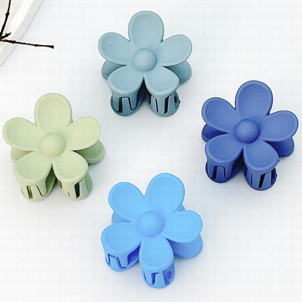4pcs Matte Mini Hair Claw For Girls Sweet Solid Hair Clip Flower Shaped Hair Claw Clip For Side Hair Bang Toddlers Women-image-OPC-PC2HGFK-NEW