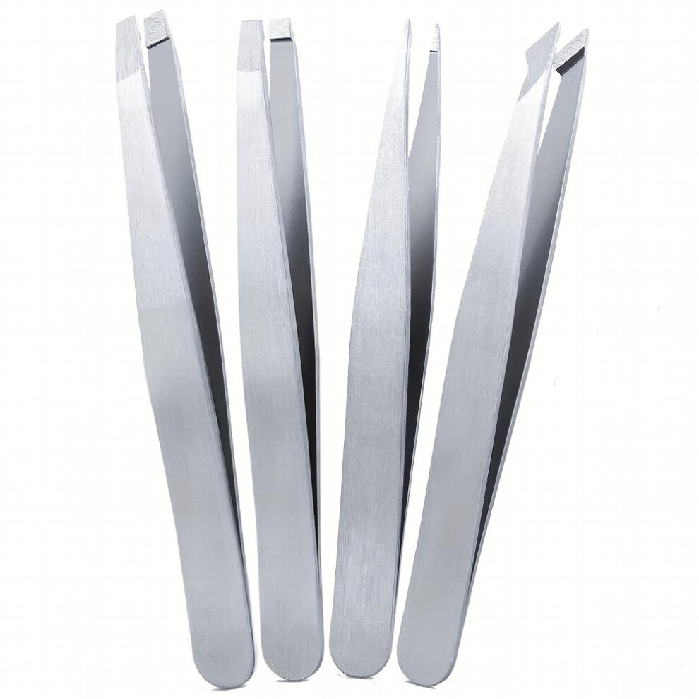 4pcs Tweezers Set Professional Tweezers For Eyebrows Great Precision For Facial Hair Splinter And Ingrown Hair Removal For Men And Women