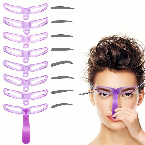 8pcs Eyebrow Stencils Eyebrow Shaping Kit Eyebrow Template 8 Styles Reusable Eyebrow Stencil With Handle 1