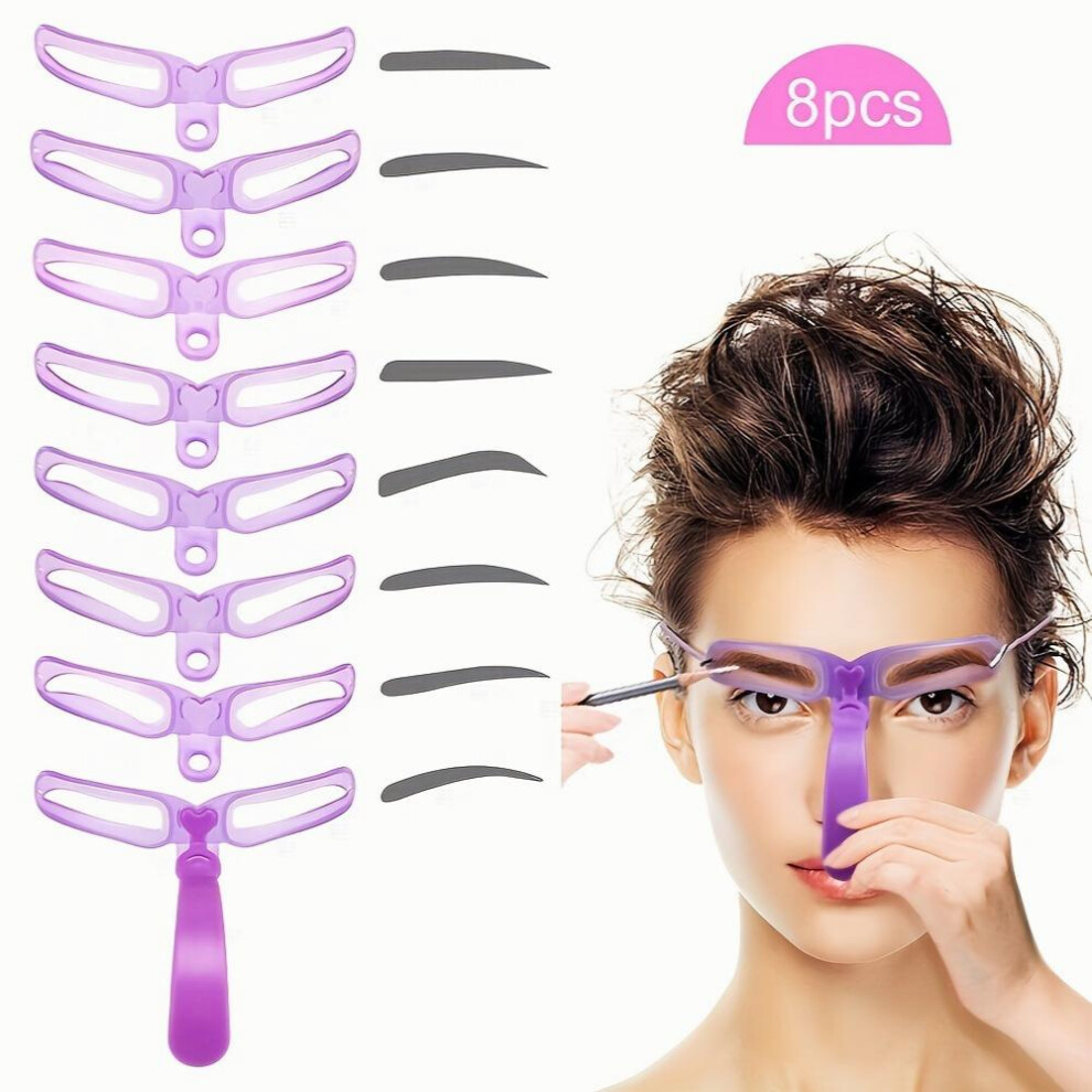 Reusable Eyebrow Stencils with Handle and Strap 8 Styles for Perfect Eyebrow Shaping and Grooming