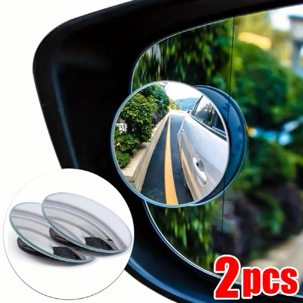 2Pcs 360 Degree Car Blind Spot Rear View Mirror Wide Angle Adjustable Small Round Mirror Car Reverse Auxiliary Rearview Convex Mirror 885677457476