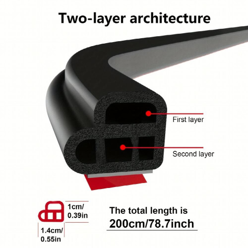 Car Sealing Strip Sound Insulation Strip Double layer Thick L shaped 2