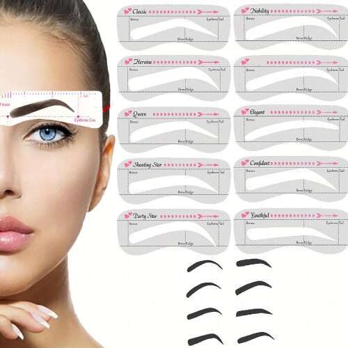 10Pcs Precisely Position Eyebrow Stencils Attach Tightly One Step Eyebrow Template Kit Professional Portable Eyebrow Shaping Stencils 1