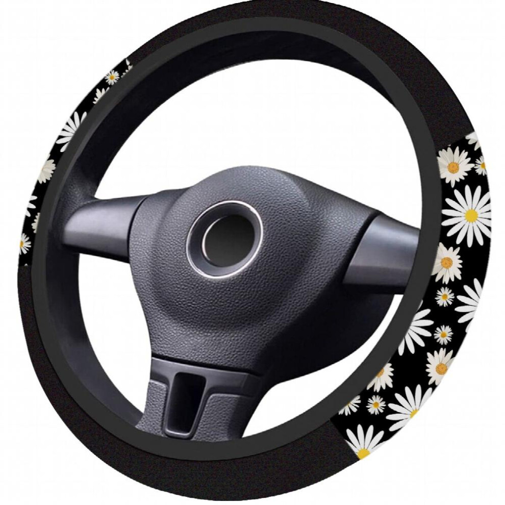 1Pc Chrysanthemum Daisy Flowers Print Car Steering Wheel Cover Universal 15 Inch Car Steering Wheel Protector Car Decoration Accessories 885677458619