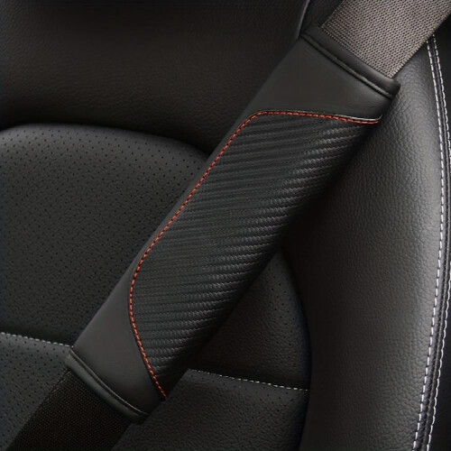 Carbon Fiber Leather Car Seat Belt Shoulder Protector Protective Cover 1