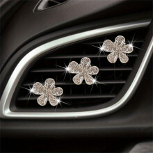 Sparkle Up Your Car Interior with 3pcs of Car Air Outlet Crystal Flower Inlaid Artificial Diamonds