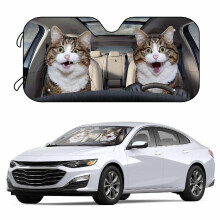 1pc Foldable Car Sun Shade Windshield Animal Cat Driver With 4 Suction Cups To Keep Your Car Comfortable And UV Sun Visor Protector