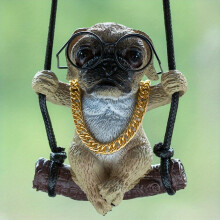 Anime Pug Gypsum Swinging Puppy Auto Rearview Mirrors Pendant Car Hanging Ornaments Car Decoration Accessories