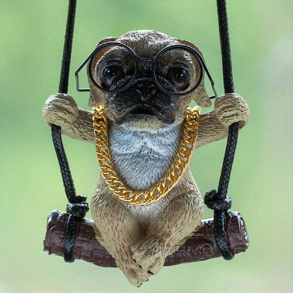 Anime Pug Gypsum Swinging Puppy Auto Rearview Mirrors Pendant Car Hanging Ornaments Car Decoration Accessories 885677462807