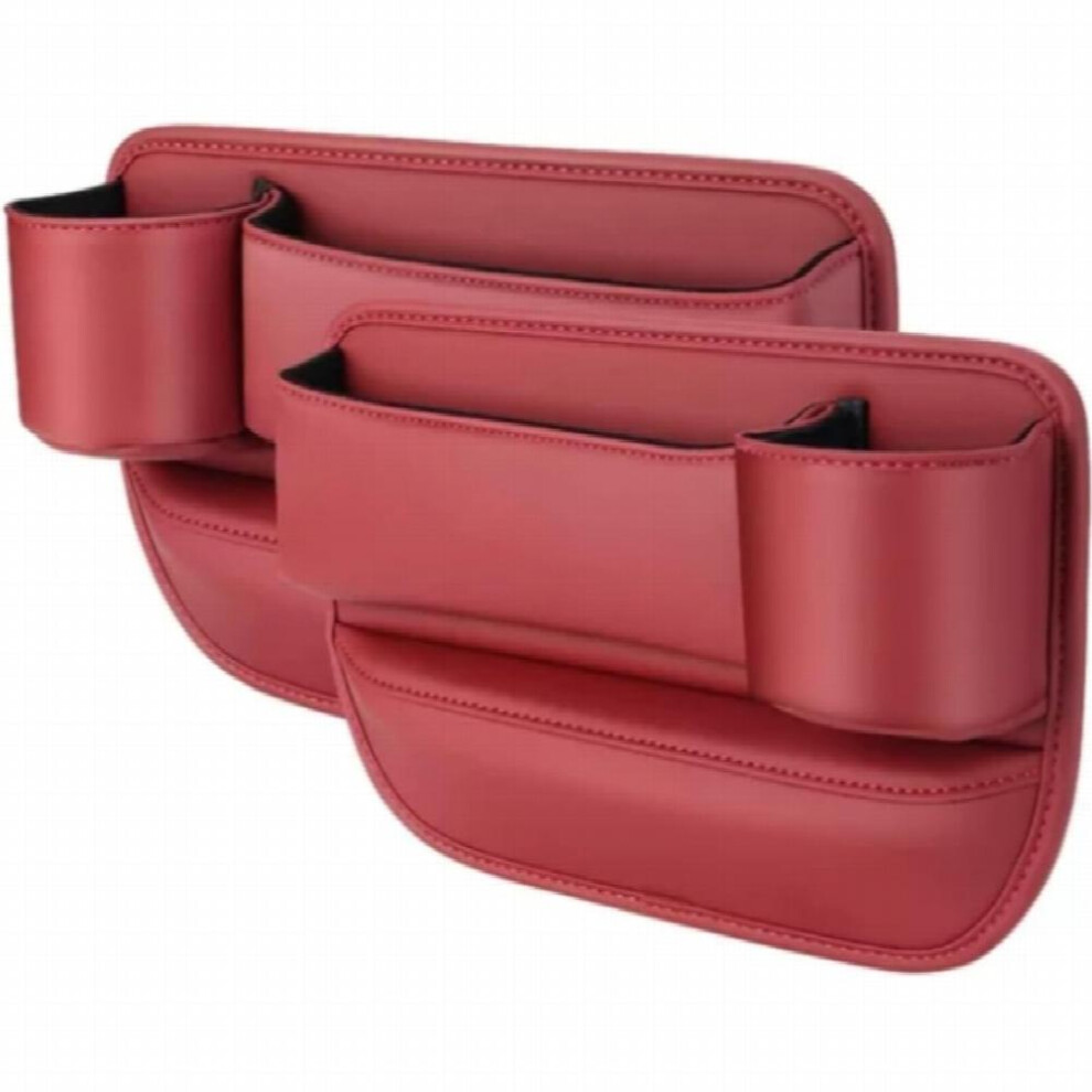 Car Seat Gap Filler Automotive Seat Faux Leather Storage Box With Cup Holder Universal Seat Gap Organizer Adjustable Car Seat Storage Box 885677463019