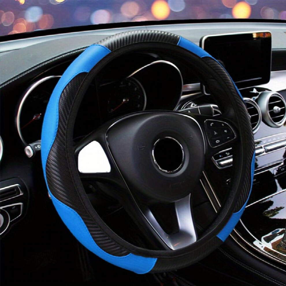 Automobile Steering Wheel Cover Elastic Carbon Fiber Leather Without Inner Ring Various Colors 885677463972