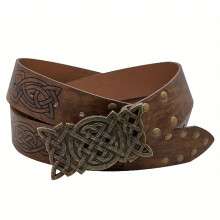 Viking Embossed Plate Buckle Belt Medieval Leather Embossed Belt COSPLAY Props Belt