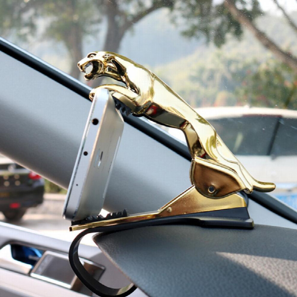 Car Dashboard Phone Holder Leopard Phone Mount Bracket Clip Gps Navigation 360 Rotation Retractable Phone Stand Rack For Car Interior Golden 885677465655