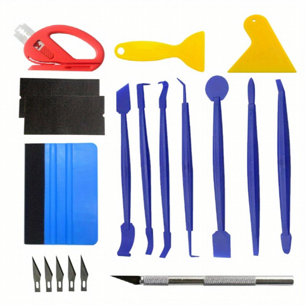 19Pcs Car Wrapping Vinyl Tool Kit Window Film Tint Tools Car Wrap Sticks Edge Trimming Squeegee Tinting Felt Edge Squeegee 885677467154