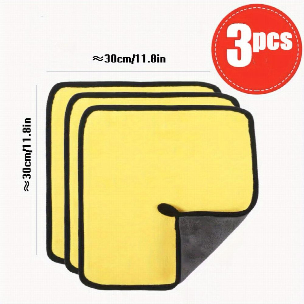 3Pcs Thickened Car Wash Towels Absorbent Scrubbers Microfiber Car Interior Cleaning Towels 885677468199