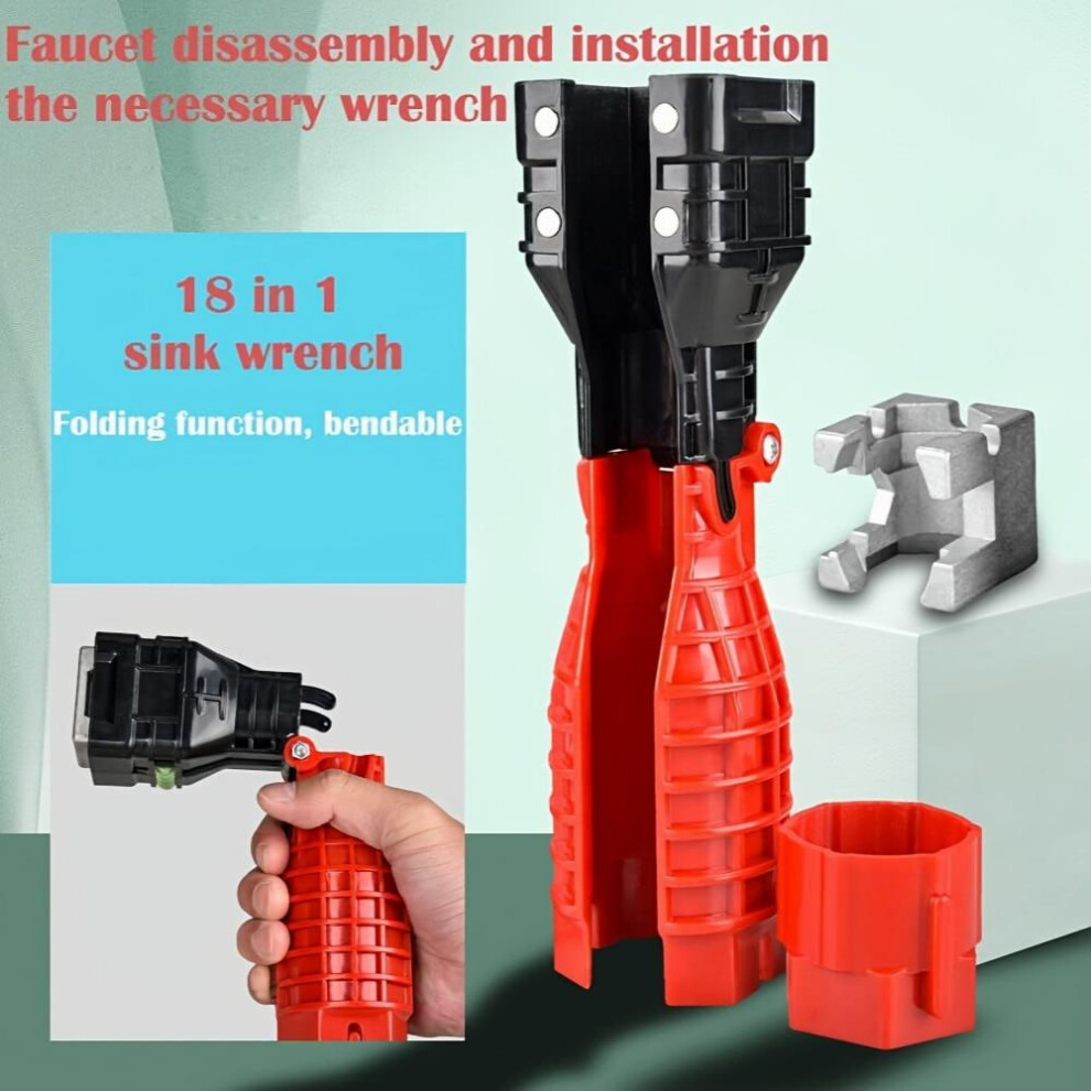 18 In 1 Multifunctional Sink Bathroom Wrench Repair Tool Faucet Wrench Tool Basin Wrench Plumbing Tools With Gradienter For Plumbers Homeowners 885677487497
