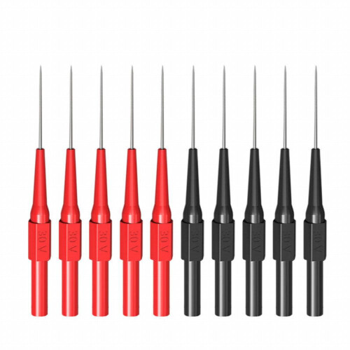 10pcs Multimeter Test Probe Back Probes Insulation Piercing Needles With 4mm Socket Acupuncture Car Tool Kit 30V 2