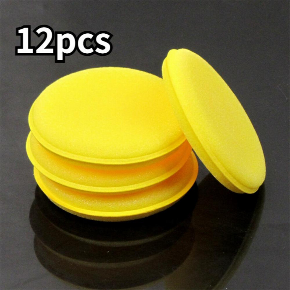 12Pcs Car Wash Sponge Press Edge Waxing Sponge Compressed Round Waxing Sponge Car Wash Cleaning Sponge Car Wash Tool 885677488180