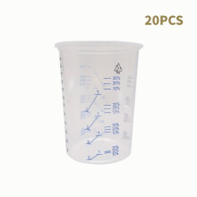 Disposable Measuring Cups Clear Plastic Graduated Cup For Epoxy Resin Stain Mixing Chemical And Cooking & Baking 20 Ounce 600ml
