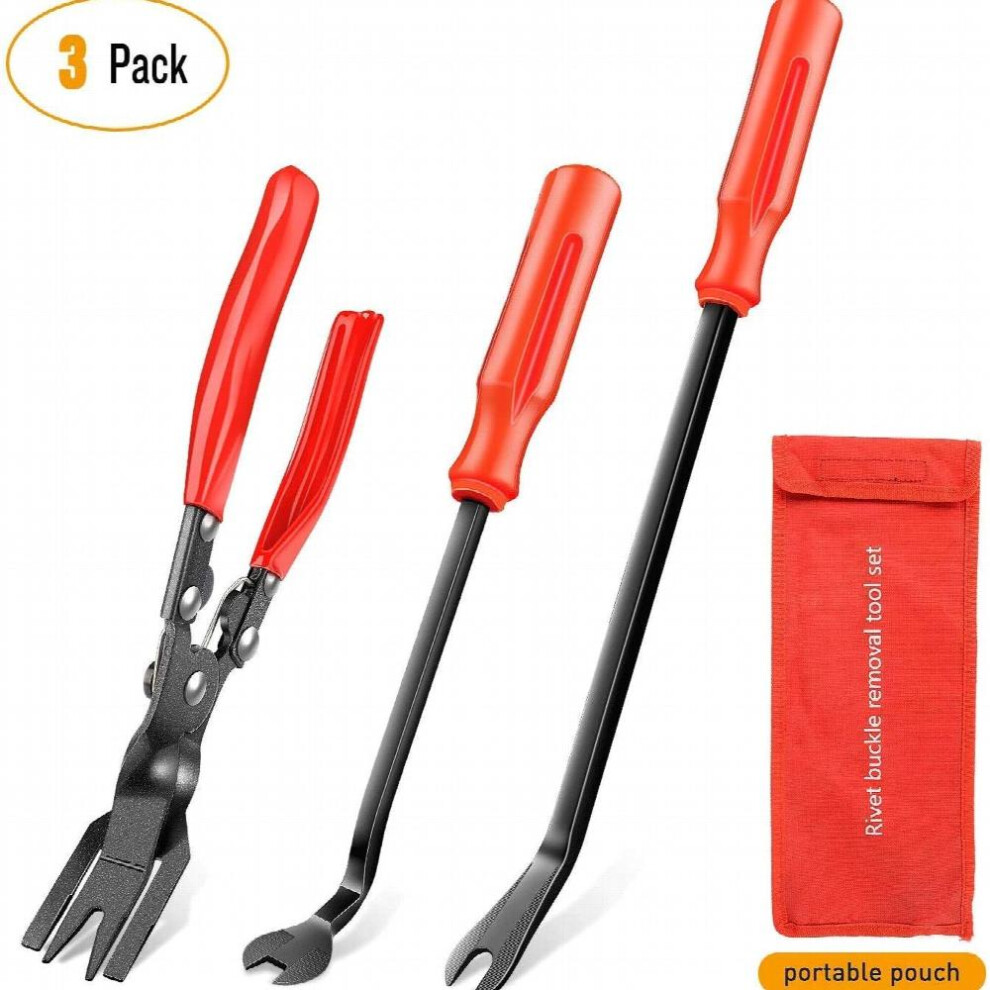 Clip Pliers Set&Fastener Remover 3 Pcs Car Upholstery Clip Removal Tool With Bag 885677489712