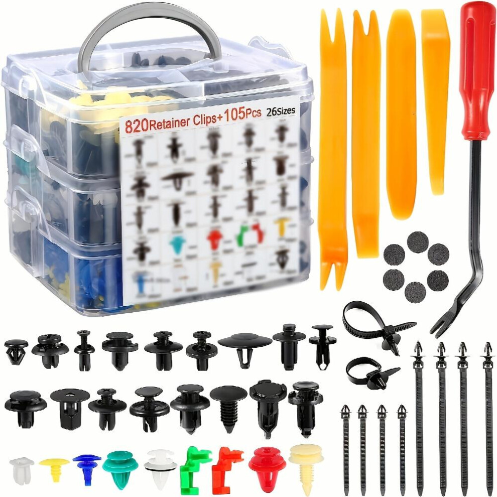 925Pcs Car Bumper Retainer Clips Plastic Rivets Fasteners Tailgate Handle Rod Clip 26 Most Sizes Auto Push Pin Rivets Set 885677489828