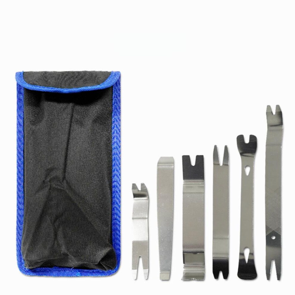 Car Trim Removal Tools Kit Stainless Steel Metal Disassembly Pry Set For Dashboard Door Panels Radio Audio Fasteners 885677490534