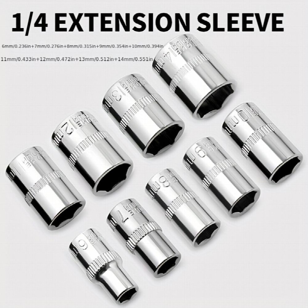 1 4 Socket Set Combination Extended Hexagonal Socket Head Square Interface Ratchet Wrench Socket 6 3Mm 1 4 Inch 885677491944