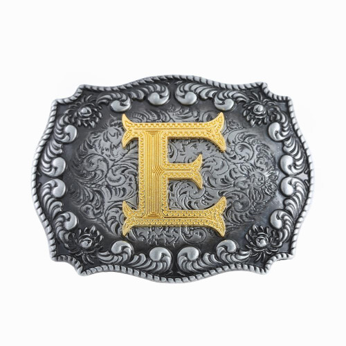 Casual Western Denim Letter E Belt Buckle With Cloud Roll Edging