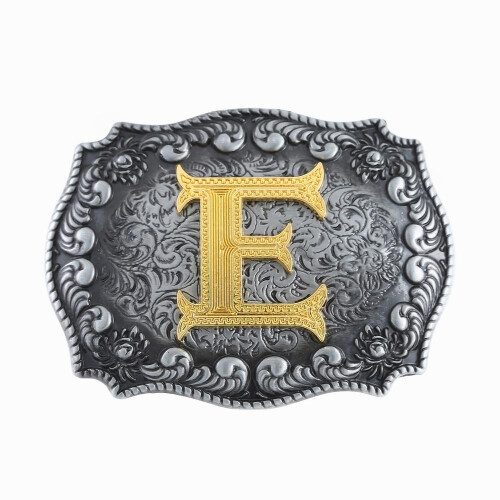 Casual Western Denim Letter E Belt Buckle With Cloud Roll Edging 2