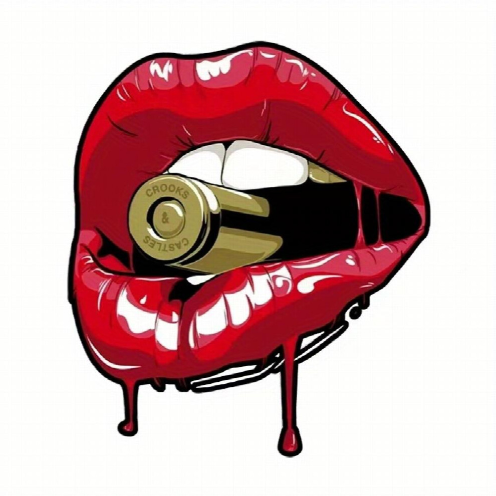 Car Stickers Bullet Lips Personality Creative Car Stickers Decoration Car Body Bumper Scratches Stickers Motorcycle Stickers Helmet Stickers 885677493689
