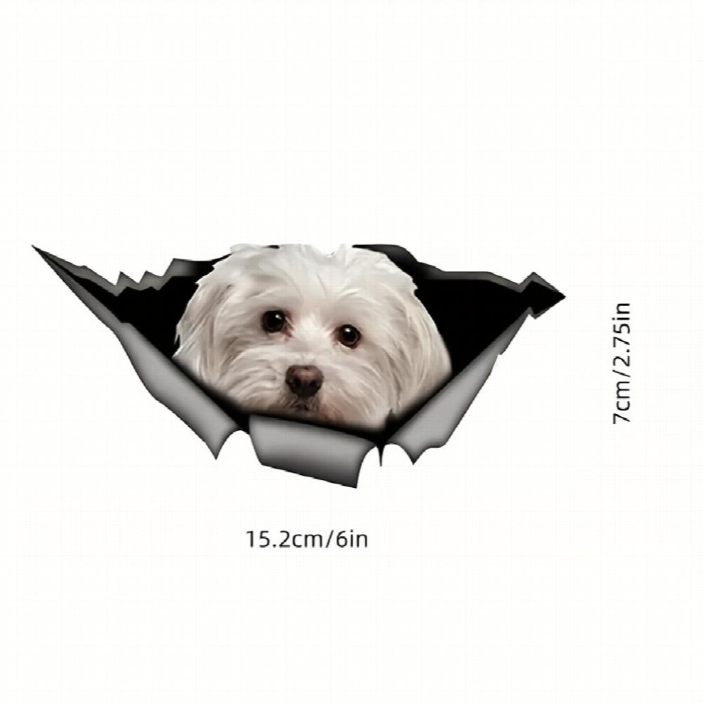 Maltese Car Sticker Pet Dog Car Decoration Torn Metal Decal Reflective Sticker Waterproof Car Styling 885677495287