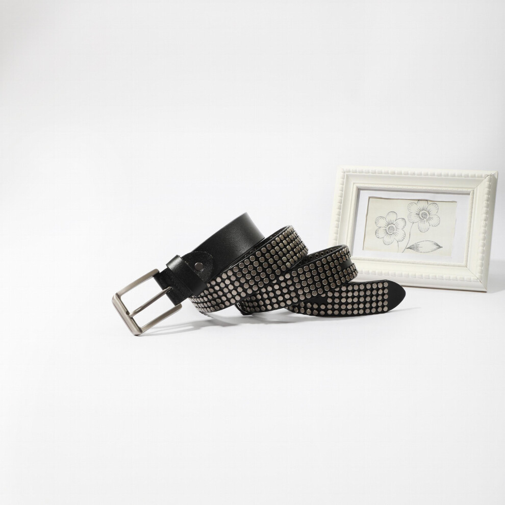 1PC Mens Solid Heavy Duty Rivet Head Western Cowboy Hip hop Punk Style Adjustable PU Belt-image-OPC-PC6CT59-NEW