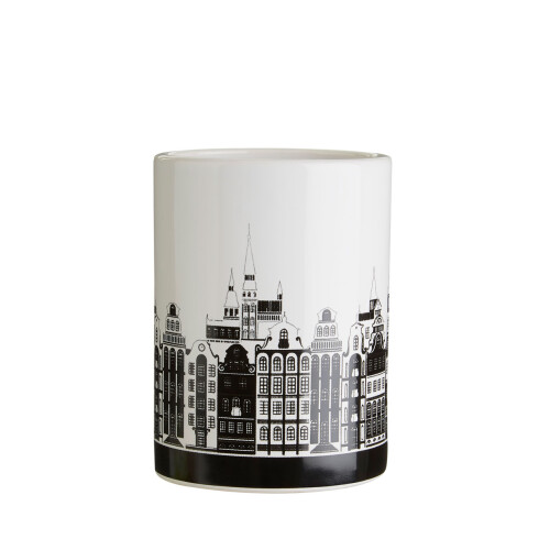 Premier Housewares Ceramic Skyline Tumbler White Black Smooth Dolomite Material