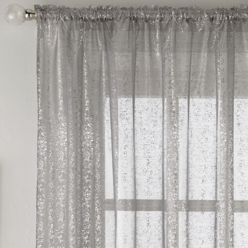 Sparkle Pandora Curtains Voile Net Halo Silver Grey Slot Top Panel 137cm 54" New
