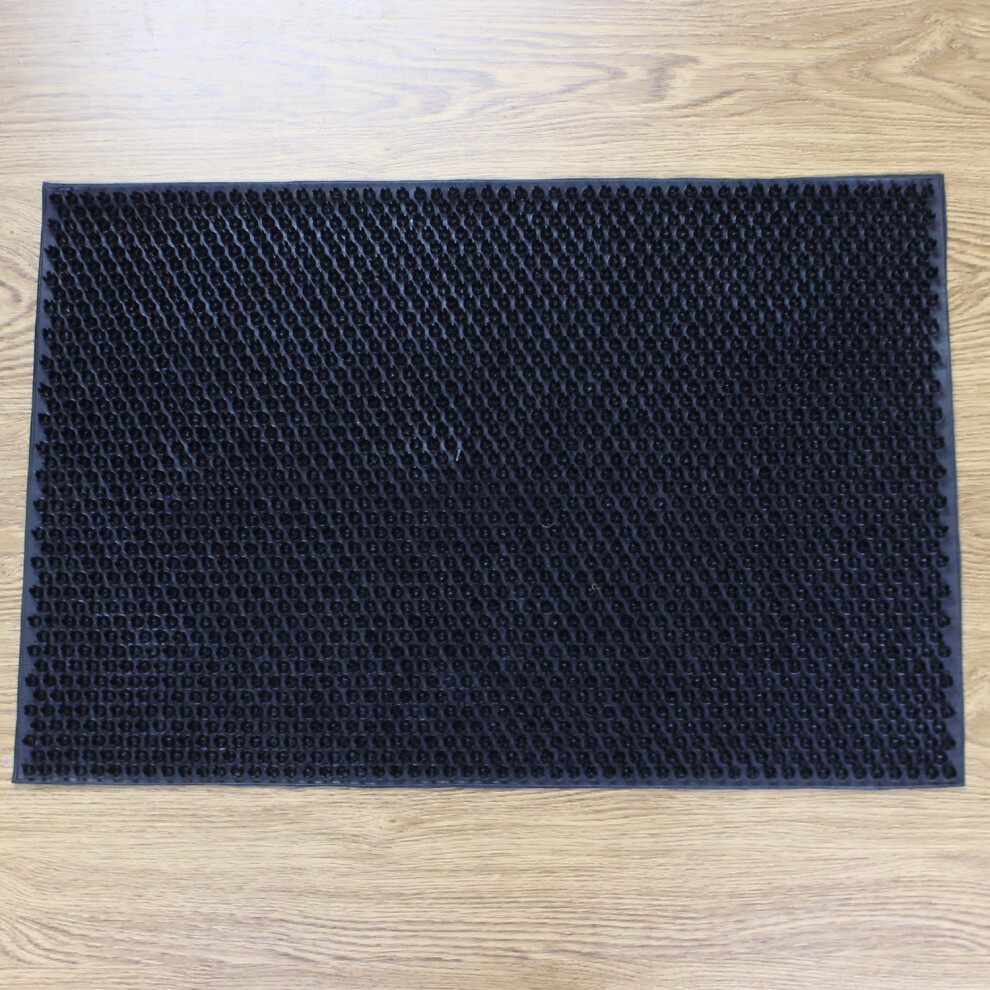 Rapide 60X40cm Grass-Effect Rubber Door Mat - Heavy-Duty Dirt Scraper, Plain Entrance Rug