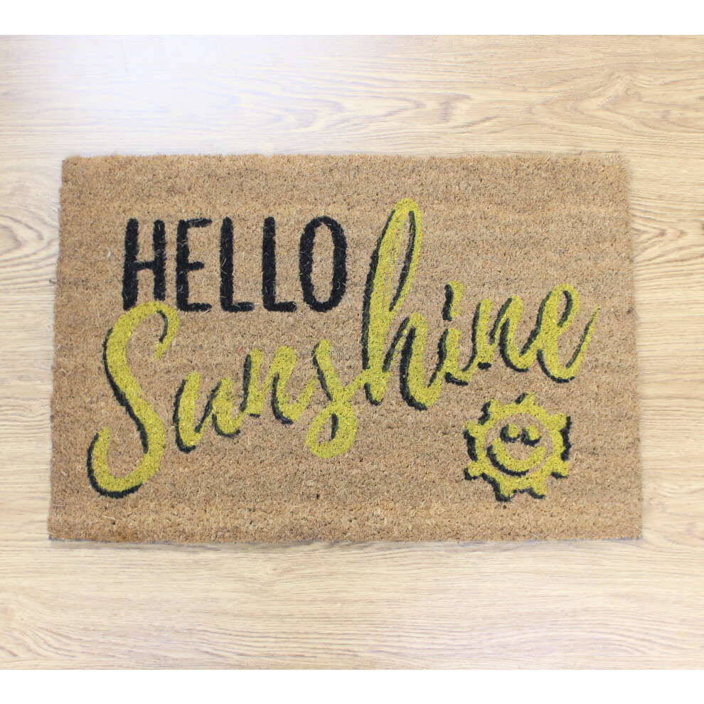 60x40cm Coir Door Mat Hello Sunshine Entrance Mat Rug Anti-Slip Dirt Scraper