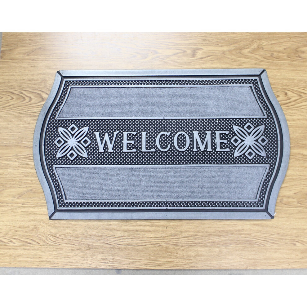 75x45cm Silver Cutaway Design Classic Rubber Door Mat Entrance Rug Dirt Scraper