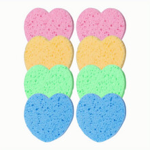 8pcs Facial Sponges Heart Shape Natural Facial Cleansing Sponges Pads Exfoliating Sponges For Cleansing And Exfoliating Facial Supplies 4 Colors