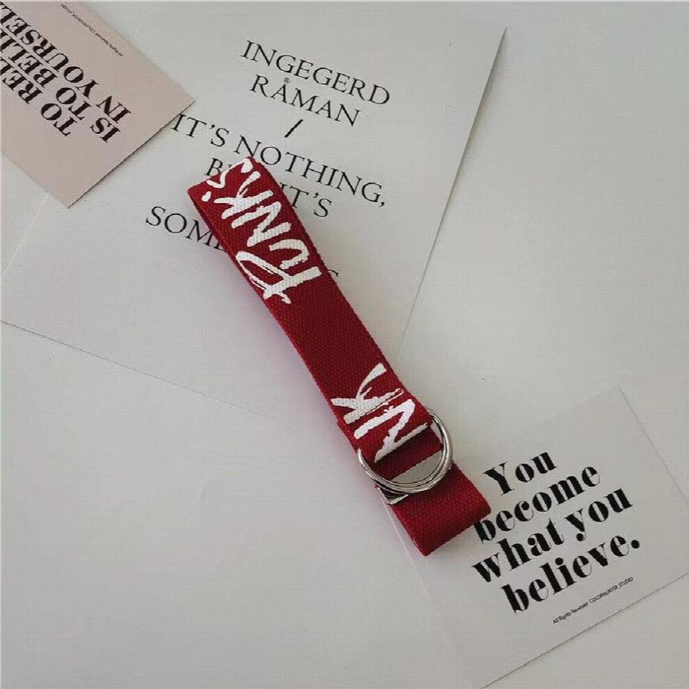 Mens Letter Graphic Tape Belt Double D Ring Buckle Canvas Waist Belts Hip Hop Street Wear For Pants Jeans-image-OPC-PC6CTHY-NEW