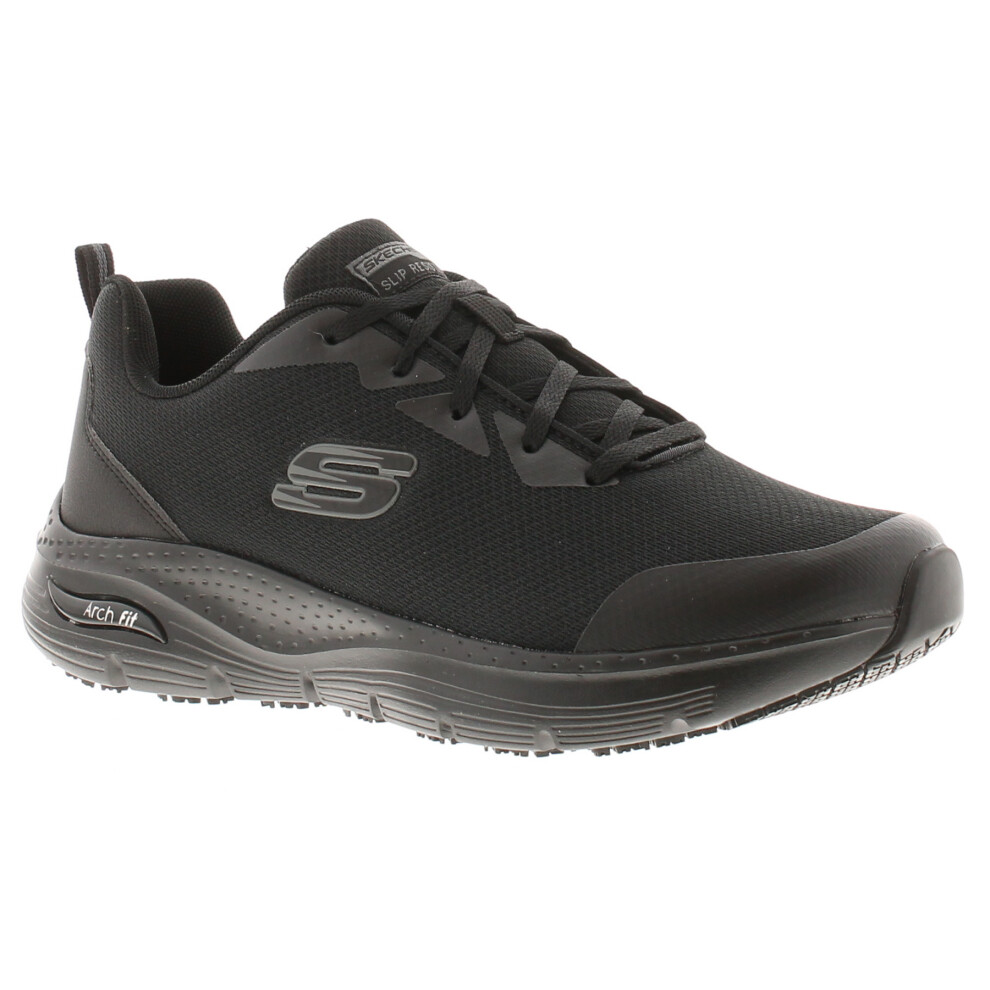 (Black, 8 (Adults')) Skechers Womens Work Trainers Slip Resistant Arch Fit SR Lace Up black UK Size