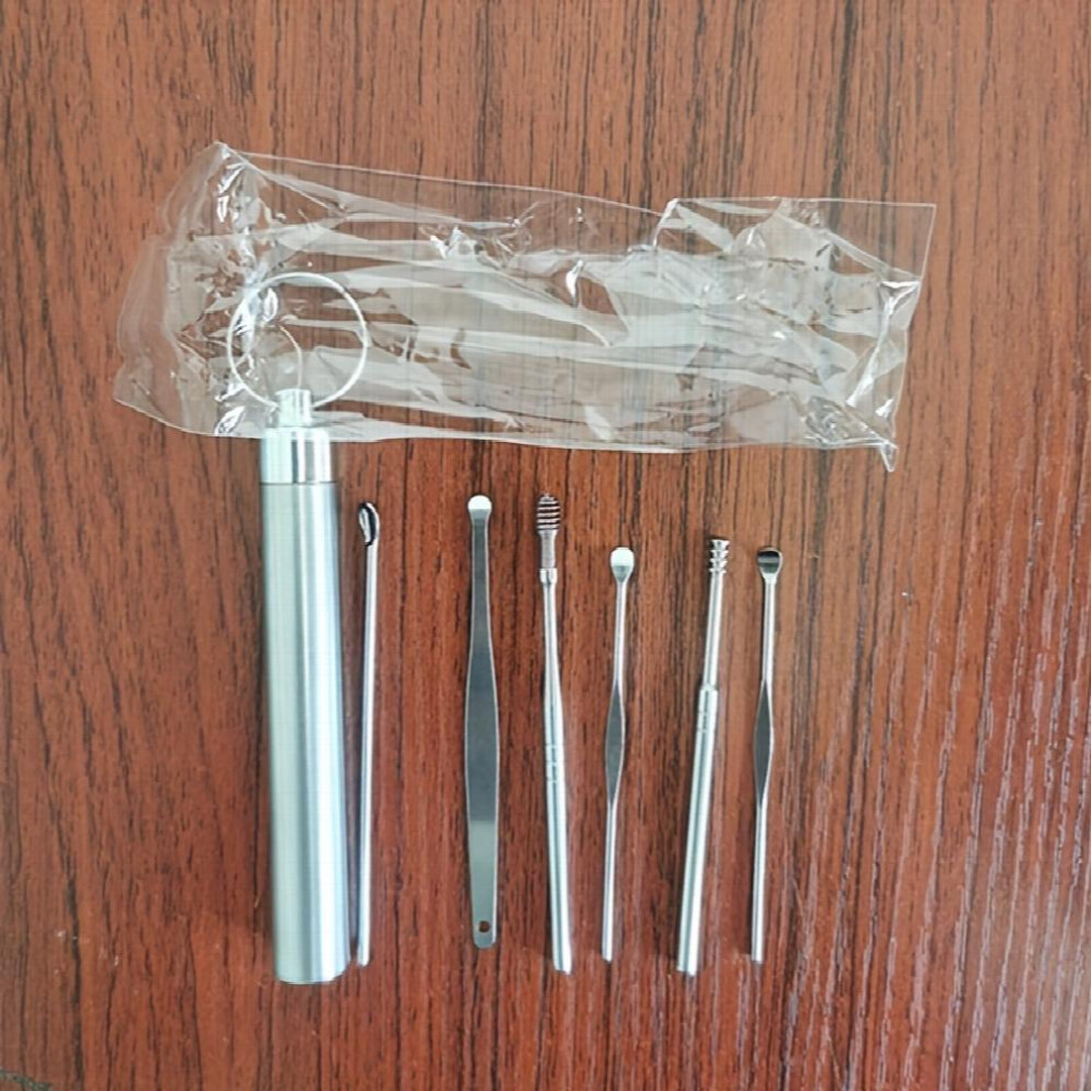 6Pcs set Stainless Steel Ear Wax Remover Tool Earwax Collector Spiral Turn Ear Pick Earpick Ear Cleaner Spoon Ear Cleaning Tool Set